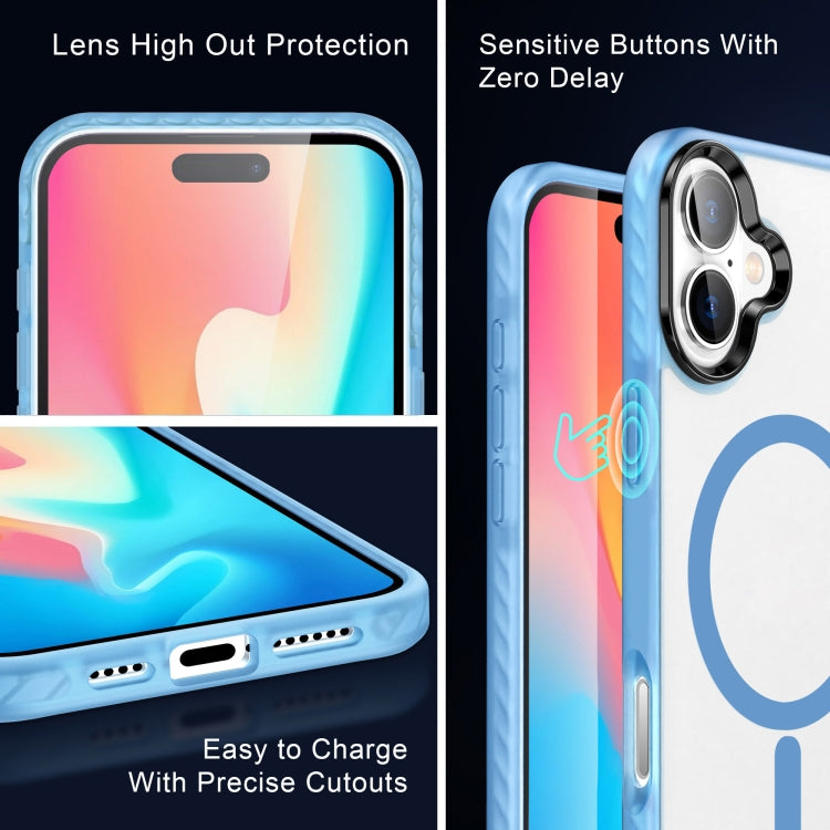 For iPhone 16 Plus Frosted Skin Feel MagSafe Transparent Phone Case
