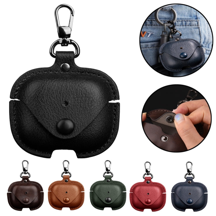 For AirPods 4 Business Leather Earphone Protective Case with Hook