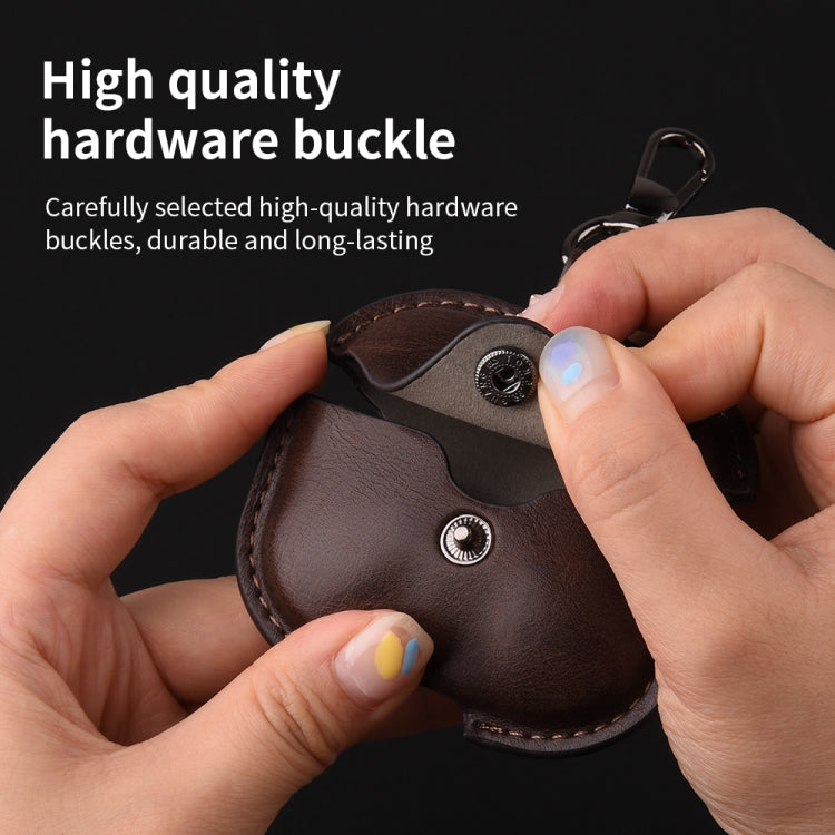 For AirPods 4 Business Leather Earphone Protective Case with Hook