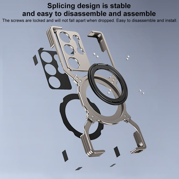 For Samsung Galaxy S23 Ultra 5G Mechanical Arm Borderless MagSafe Holder Metal Phone Case