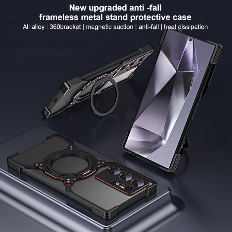 For Samsung Galaxy S23 Ultra 5G Mechanical Arm Borderless MagSafe Holder Metal Phone Case