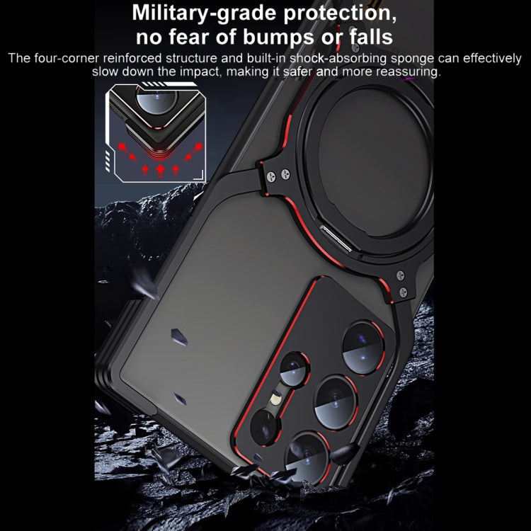 For Samsung Galaxy S23 Ultra 5G Mechanical Arm Borderless MagSafe Holder Metal Phone Case