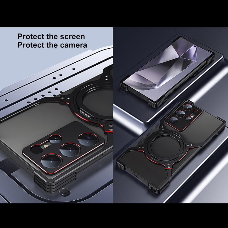 For Samsung Galaxy S23 Ultra 5G Mechanical Arm Borderless MagSafe Holder Metal Phone Case