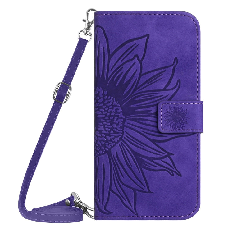 For Redmi Note 14 5G Skin Feel Sun Flower Embossed Flip Leather Phone Case with Lanyard
