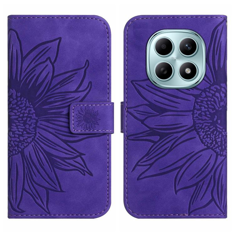 For Redmi Note 15 5G Global 164mm Skin Feel Sun Flower Embossed Flip Leather Phone Case with Lanyard