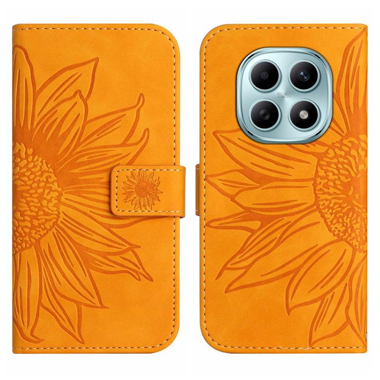 For Redmi Note 15 5G Global 164mm Skin Feel Sun Flower Embossed Flip Leather Phone Case with Lanyard