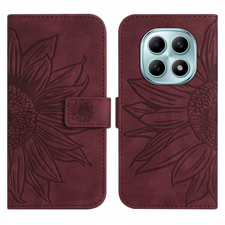 For Redmi Note 15 5G Global 164mm Skin Feel Sun Flower Embossed Flip Leather Phone Case with Lanyard