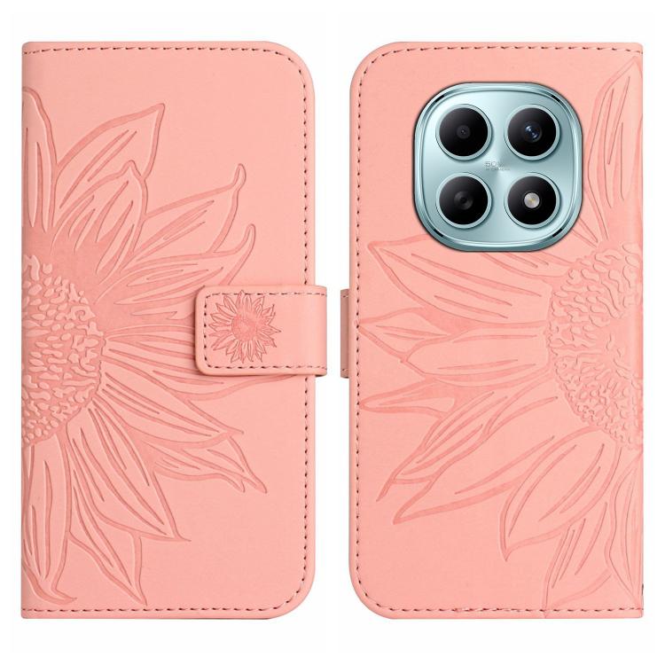 For Redmi Note 15 5G Global 164mm Skin Feel Sun Flower Embossed Flip Leather Phone Case with Lanyard