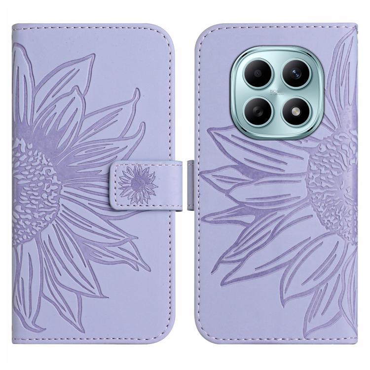 For Redmi Note 15 5G Global 164mm Skin Feel Sun Flower Embossed Flip Leather Phone Case with Lanyard