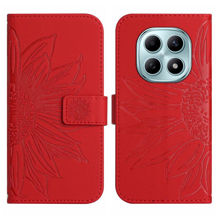 For Redmi Note 15 5G Global 164mm Skin Feel Sun Flower Embossed Flip Leather Phone Case with Lanyard