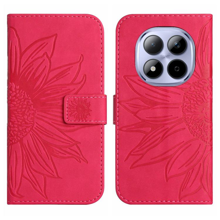For Redmi Note 15 Pro 5G Global 163.6mm Skin Feel Sun Flower Embossed Flip Leather Phone Case with Lanyard