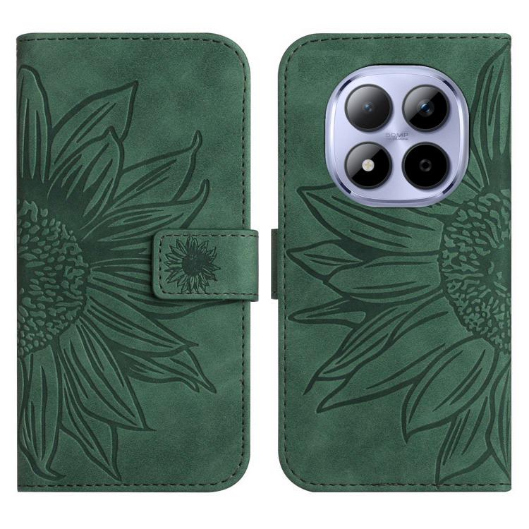 For Redmi Note 15 Pro+ 5G Global 163.3mm Skin Feel Sun Flower Embossed Flip Leather Phone Case with Lanyard