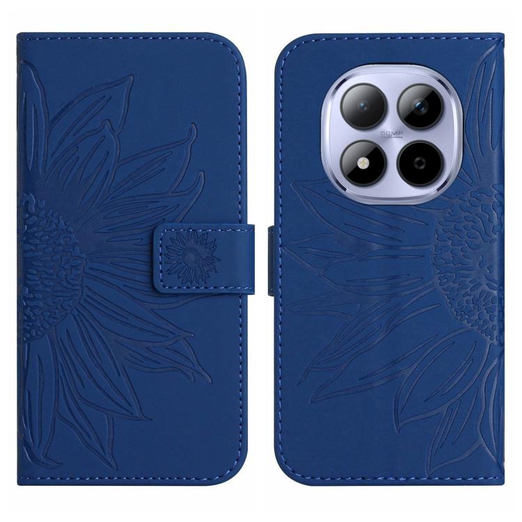 For Redmi Note 15 Pro+ 5G Global 163.3mm Skin Feel Sun Flower Embossed Flip Leather Phone Case with Lanyard