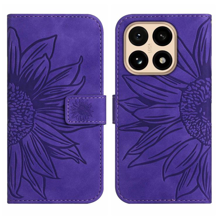 For Xiaomi 15T Skin Feel Sun Flower Embossed Flip Leather Phone Case with Lanyard