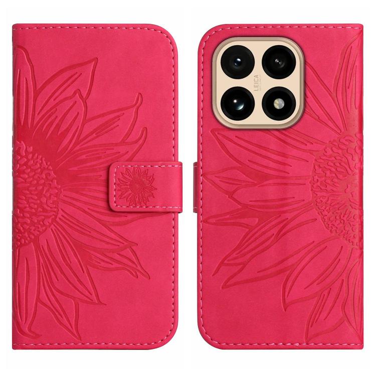 For Xiaomi 15T Skin Feel Sun Flower Embossed Flip Leather Phone Case with Lanyard