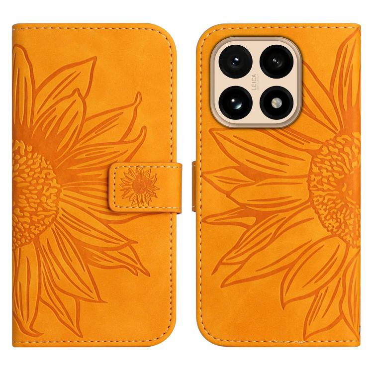 For Xiaomi 15T Skin Feel Sun Flower Embossed Flip Leather Phone Case with Lanyard