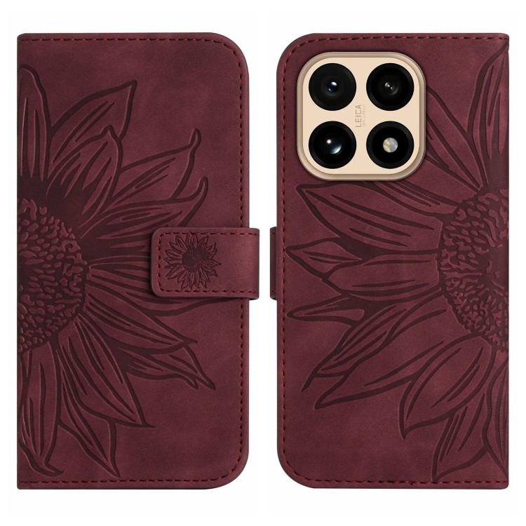 For Xiaomi 15T Skin Feel Sun Flower Embossed Flip Leather Phone Case with Lanyard