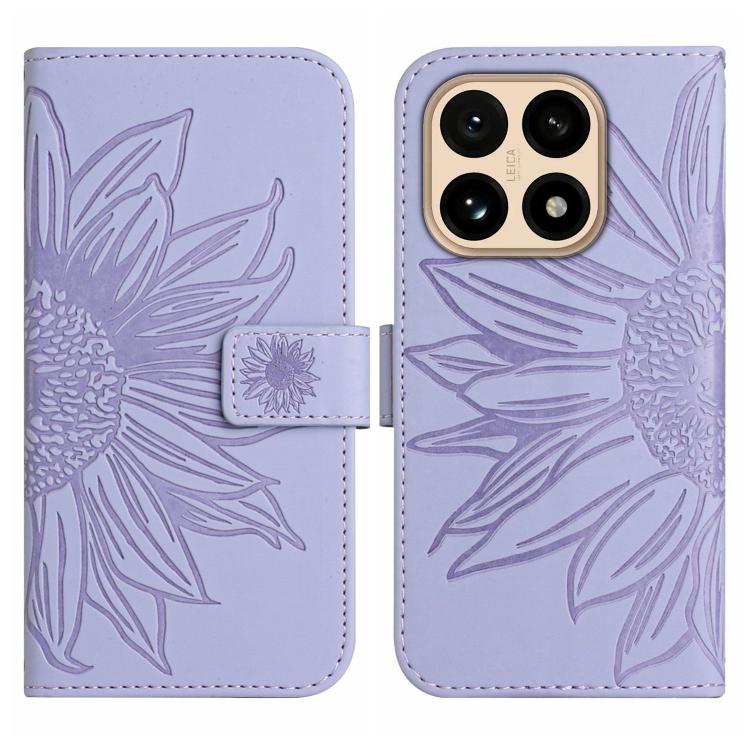 For Xiaomi 15T Skin Feel Sun Flower Embossed Flip Leather Phone Case with Lanyard
