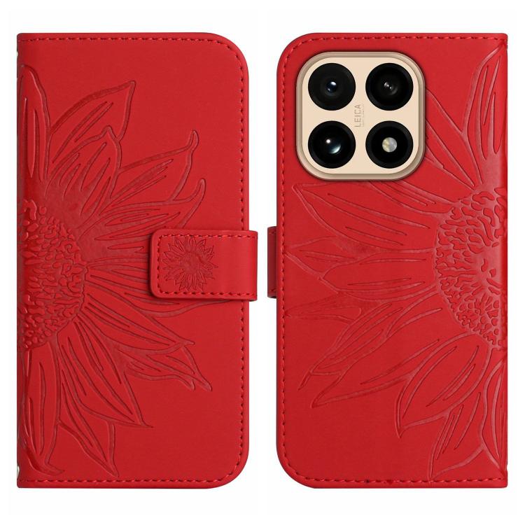 For Xiaomi 15T Skin Feel Sun Flower Embossed Flip Leather Phone Case with Lanyard