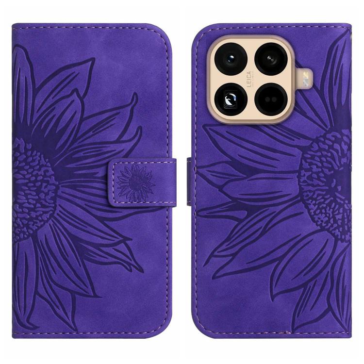 For Xiaomi 15T Pro Skin Feel Sun Flower Embossed Flip Leather Phone Case with Lanyard