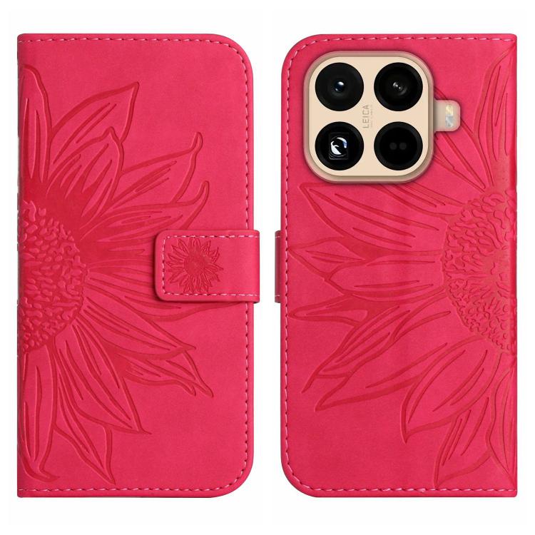 For Xiaomi 15T Pro Skin Feel Sun Flower Embossed Flip Leather Phone Case with Lanyard