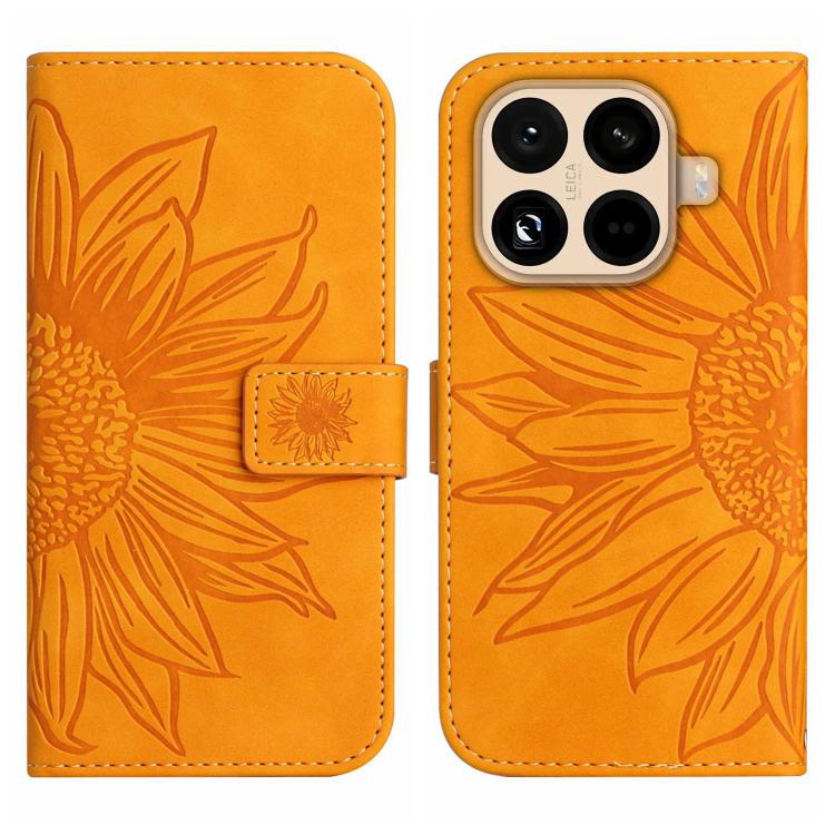 For Xiaomi 15T Pro Skin Feel Sun Flower Embossed Flip Leather Phone Case with Lanyard