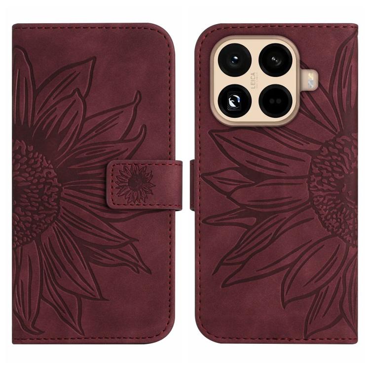 For Xiaomi 15T Pro Skin Feel Sun Flower Embossed Flip Leather Phone Case with Lanyard