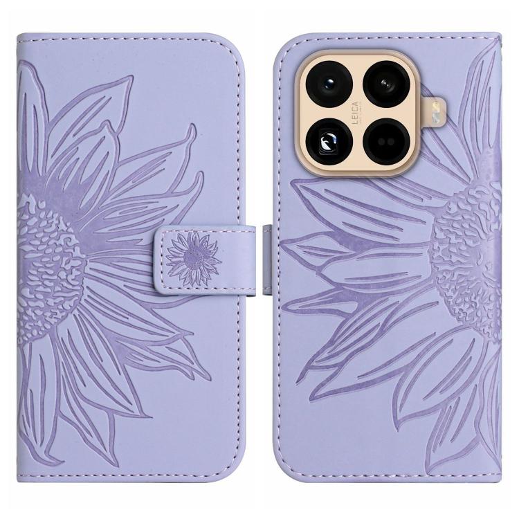 For Xiaomi 15T Pro Skin Feel Sun Flower Embossed Flip Leather Phone Case with Lanyard