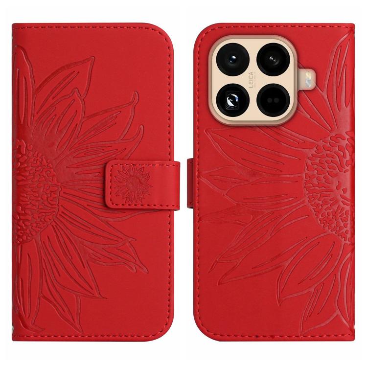 For Xiaomi 15T Pro Skin Feel Sun Flower Embossed Flip Leather Phone Case with Lanyard