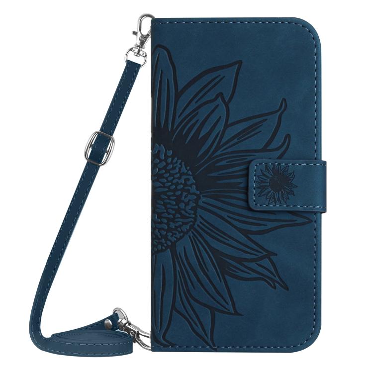 For Xiaomi Poco X8 Pro 5G Skin Feel Sun Flower Embossed Flip Leather Phone Case with Lanyard