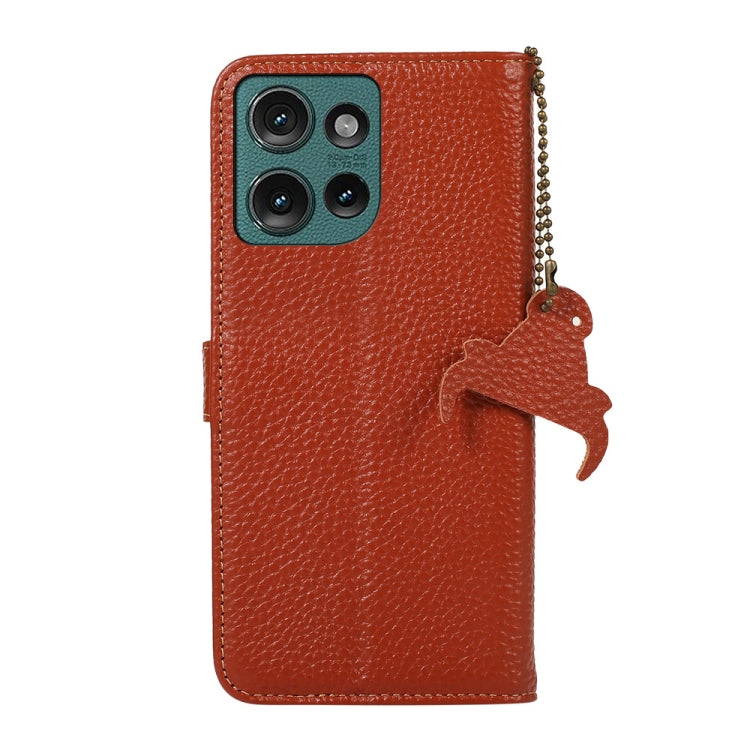 For Motorola Edge 50 Genuine Leather Litchi Texture RFID Leather Phone Case