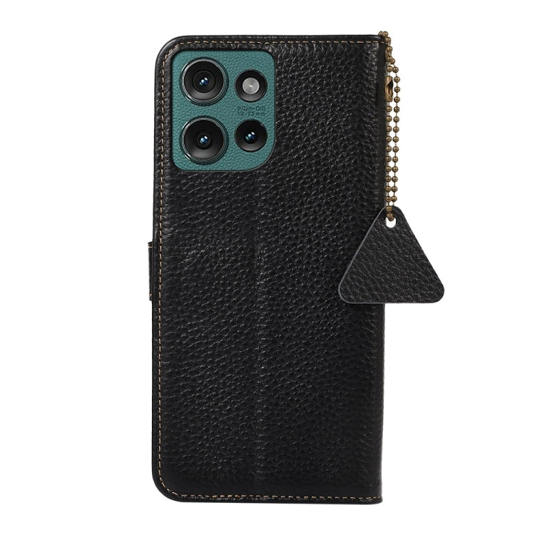 For Motorola Edge 50 Neo Genuine Leather Litchi Texture RFID Leather Phone Case