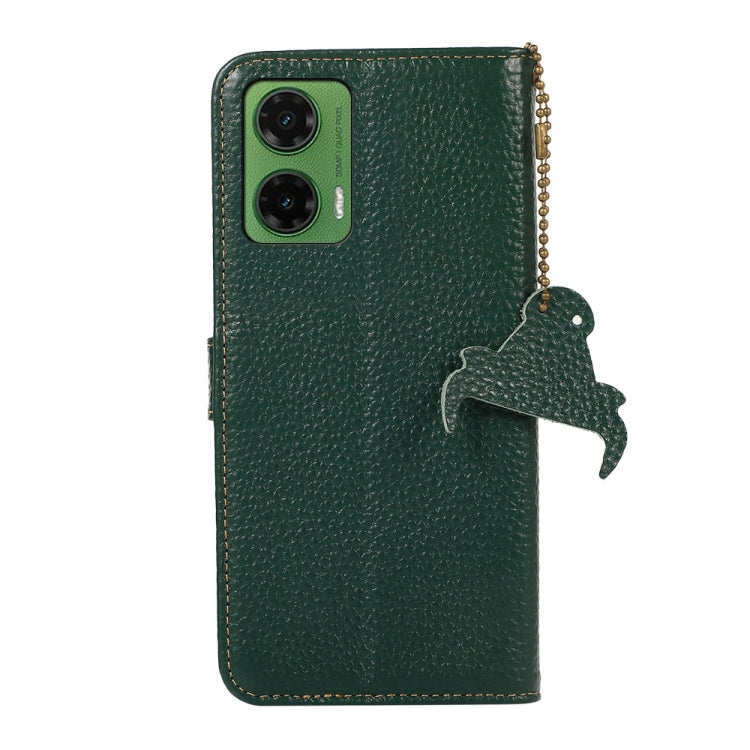 For Motorola Moto G35 Genuine Leather Litchi Texture RFID Leather Phone Case