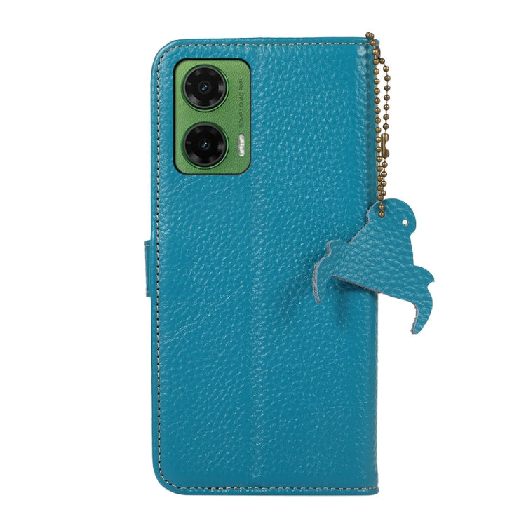 For Motorola Moto G35 Genuine Leather Litchi Texture RFID Leather Phone Case