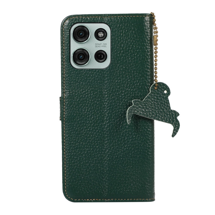 For Motorola Moto G75 5G Genuine Leather Litchi Texture RFID Leather Phone Case