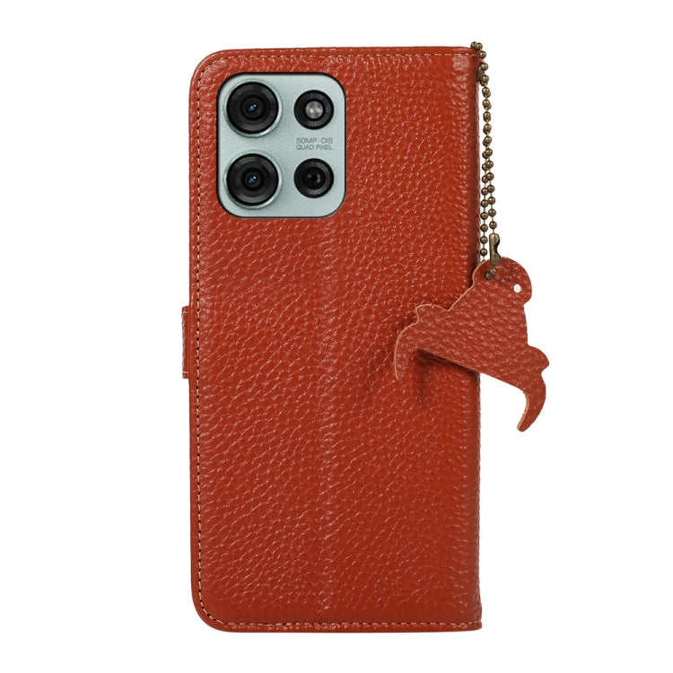 For Motorola Moto G75 5G Genuine Leather Litchi Texture RFID Leather Phone Case