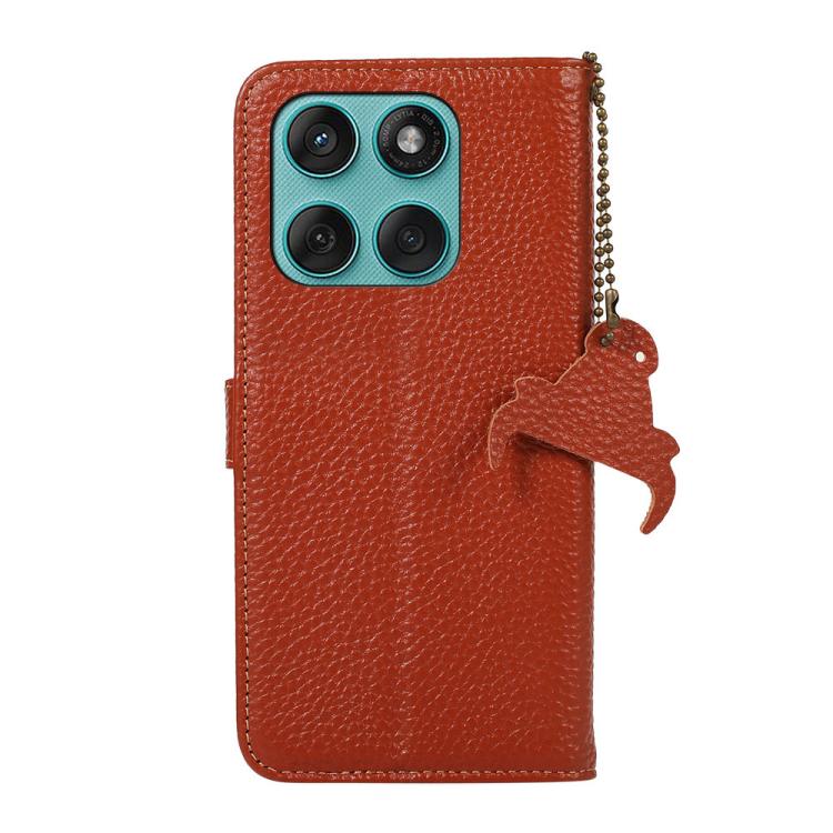 For Motorola Edge 60 Fusion Genuine Leather Litchi Texture RFID Leather Phone Case