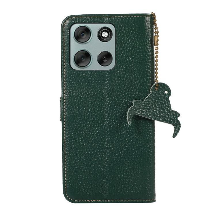 For Motorola Moto G56 5G Genuine Leather Litchi Texture RFID Leather Phone Case