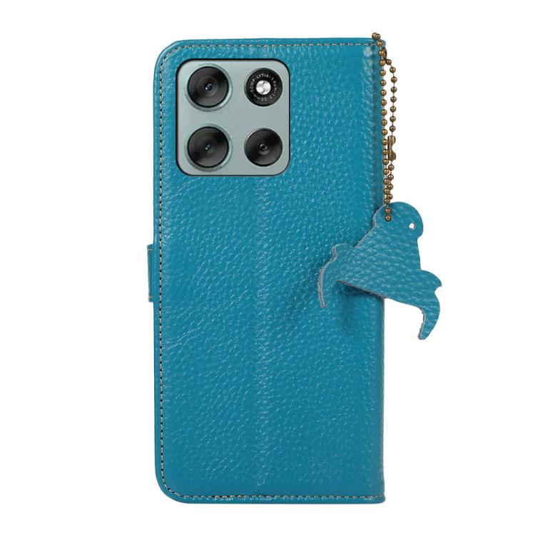 For Motorola Moto G56 5G Genuine Leather Litchi Texture RFID Leather Phone Case