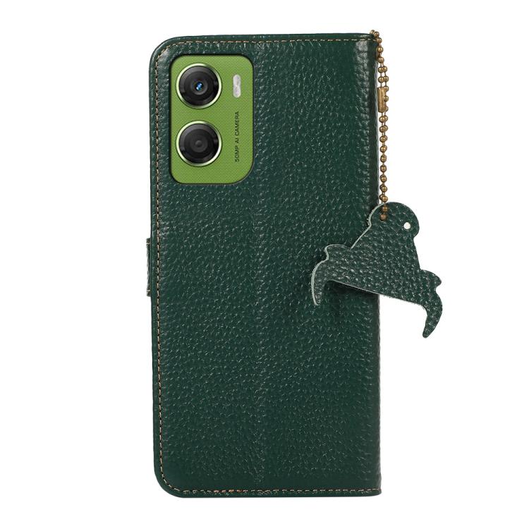 For Motorola Moto G06 4G Genuine Leather Litchi Texture RFID Leather Phone Case