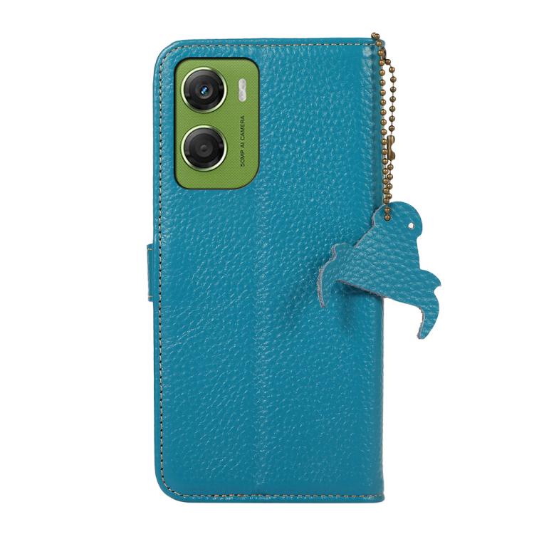For Motorola Moto G06 4G Genuine Leather Litchi Texture RFID Leather Phone Case