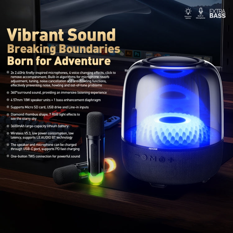 WEKOME Beluga D16 Spiritful Island Desktop Bluetooth Speaker With Dual Microphones - Black