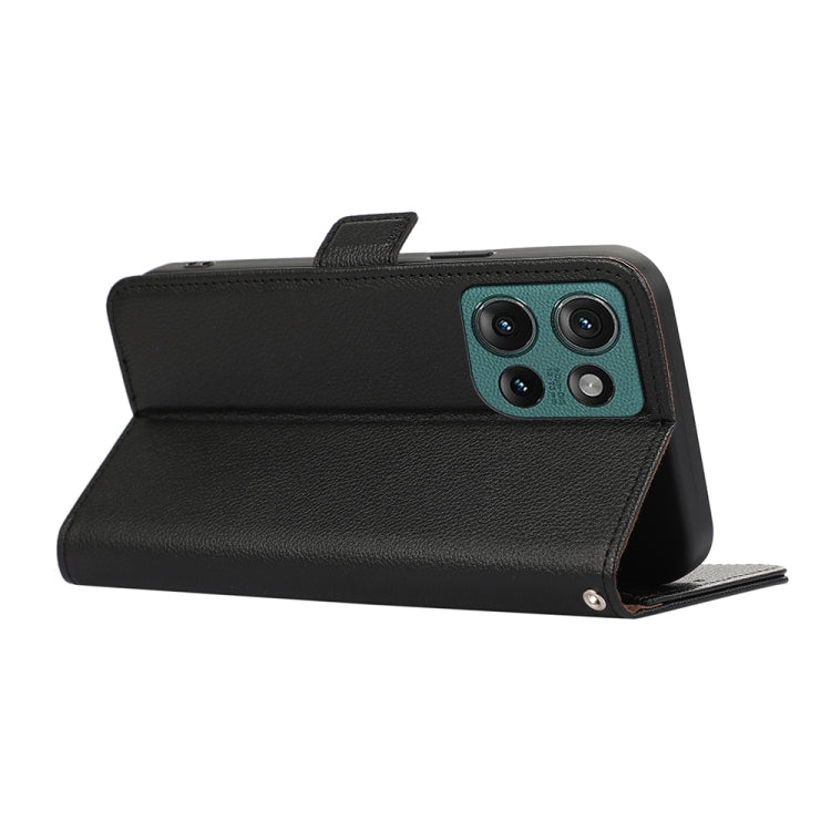 For Motorola Edge 50 ABEEL Side-Magnetic Litchi Pattern Leather RFID Phone Case