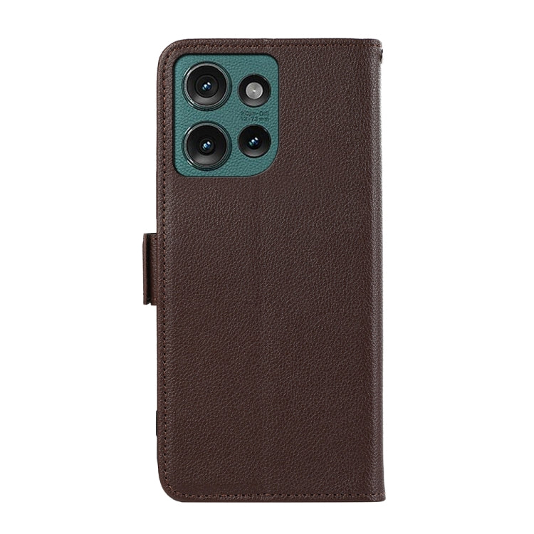 For Motorola Edge 50 ABEEL Side-Magnetic Litchi Pattern Leather RFID Phone Case