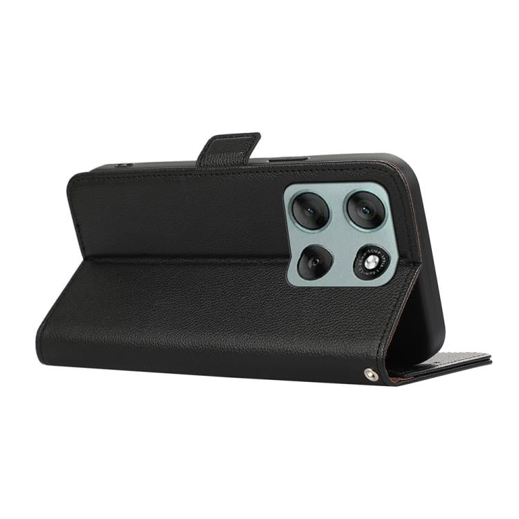 For Motorola Moto G86 Power ABEEL Side-Magnetic Litchi Pattern Leather RFID Phone Case