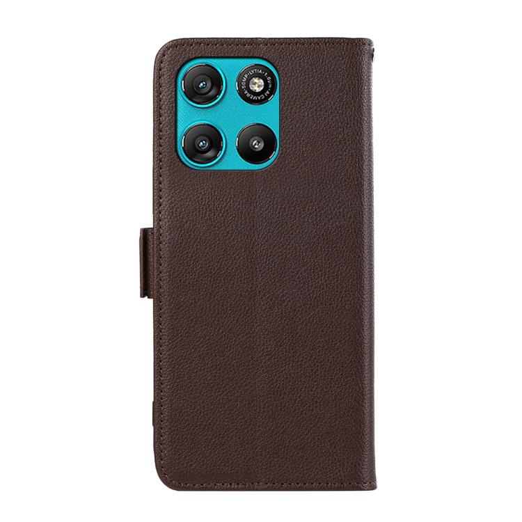 For Motorola Moto G57 Power 5G ABEEL Side-Magnetic Litchi Pattern Leather RFID Phone Case