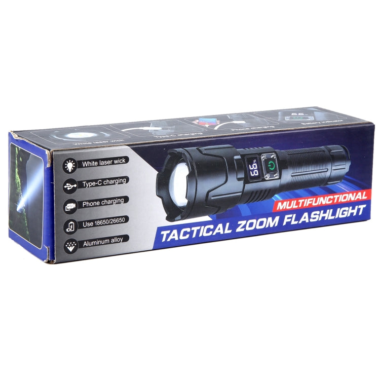 S2301 30W White Laser Wick 1000LM Telescopic Zoom LED Flashlight - Black