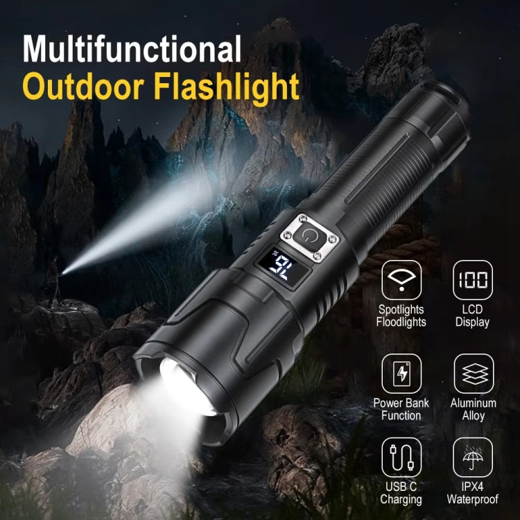 S2301 30W White Laser Wick 1000LM Telescopic Zoom LED Flashlight - Black