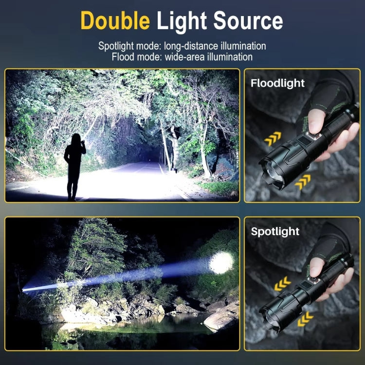 S2301 30W White Laser Wick 1000LM Telescopic Zoom LED Flashlight - Black