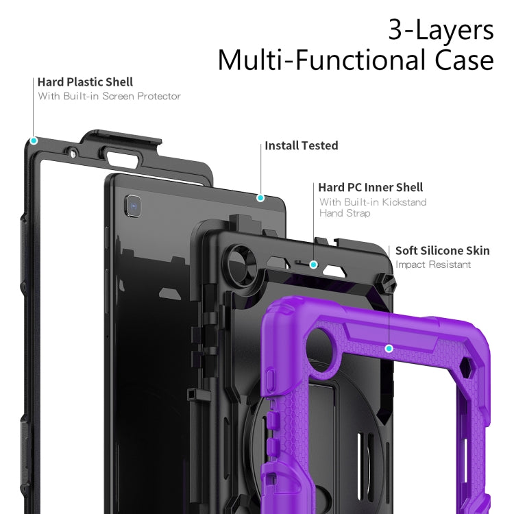 For Samsung Galaxy Tab A7 Lite T220 Silicone Hybrid PC Tablet Case with Shoulder Strap